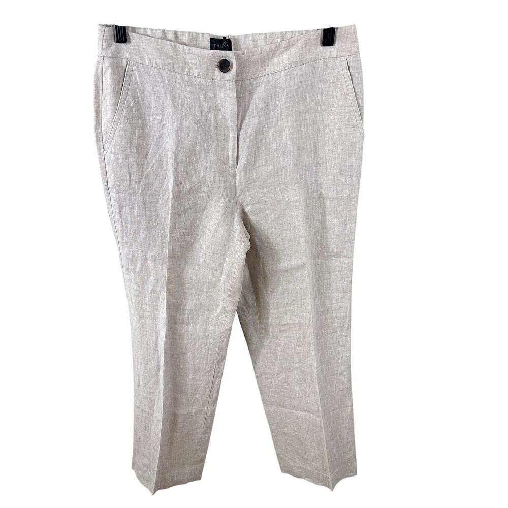 Talbots Women's Size 2 Cream Linen Beach Tropical Summer Chino Pants Tousers